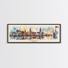 Load image into Gallery viewer, Ghent Belgium Wall Art, Panoramic Travel Poster, Panoramic Framed Canvas Print, City Wall Art, Wall Hanging Home Decor, Travel Art
