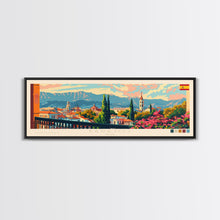 Carregar imagem no visualizador da galeria, Badajoz Spain Wall Art, Panoramic Travel Poster, Panoramic Framed Canvas Print, City Wall Art, Wall Hanging Home Decor, Travel Art
