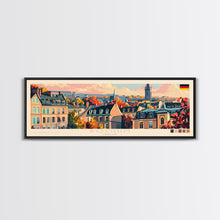 Load image into Gallery viewer, Bochum Germany Panoramic Travel Poster, Framed Canvas Print or Metal Wall Art, Travel Art, Home Decor, Panoramic Painting, Midcentury Art
