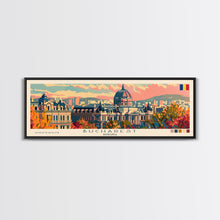 Carregar imagem no visualizador da galeria, Bucharest Romania Wall Art, Panoramic Travel Poster, Panoramic Framed Canvas Print, City Wall Art, Wall Hanging Home Decor, Travel Art
