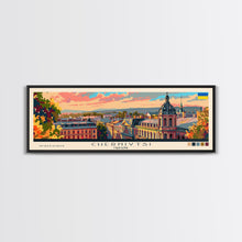 Cargar imagen en el visor de la galería, Chernihiv Ukraine Panoramic Travel Poster, Framed Canvas Print or Metal Wall Art, Travel Art, Home Decor, Panoramic Painting, Midcentury Art
