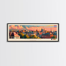 Load image into Gallery viewer, Eindhoven Netherlands Panoramic Travel Poster, Framed Canvas Print or Metal Wall Art, Travel Art, Home Decor, Panoramic Painting, Midcentury Art

