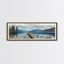 Load image into Gallery viewer, Banks Lake Washington Panoramic Framed Canvas Print, Lake House Decor, Rustic Art, Travel Poster, Scenic View, Home Decoration
