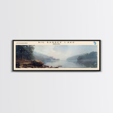 Cargar imagen en el visor de la galería, Big Barbee Lake Indiana Framed Canvas Print, Panoramic Lake House Art, Scenic Painting, Travel Poster, Rustic Decor, Nature Scene
