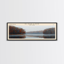 Carregar imagem no visualizador da galeria, Black Lake New York Framed Canvas Print, Lake House Decor, Panoramic Scenic View, Travel Poster, Modern Art, Lake Painting

