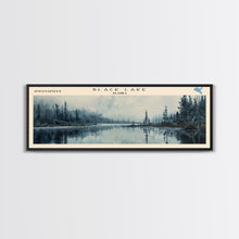 Carregar imagem no visualizador da galeria, Black Lake USA SW Alaska Framed Canvas Print, Lake House Art, Panoramic Scenic View, Travel Poster, Rustic Art, Lake Painting

