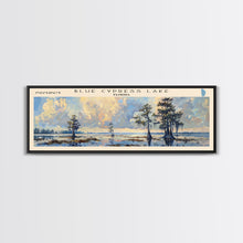 Carregar imagem no visualizador da galeria, Blue Cypress Lake Florida Framed Canvas Print, Lake House Art, Panoramic Scenic View, Travel Poster, Modern Decor, Lake Painting
