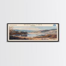 Load image into Gallery viewer, Bradley Lake Wyoming Framed Canvas Print, Panoramic Lake House Decor, Wall Art, Travel Poster, Rustic Lake Painting, Nature Art
