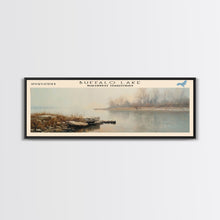 Carregar imagem no visualizador da galeria, Buffalo Lake Framed Canvas Print, Panoramic Lake House Decor, Wall Art, Travel Poster, Modern Lake Painting, Nature Art
