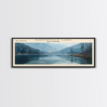 Carregar imagem no visualizador da galeria, Burnsville Lake West Virginia Framed Canvas Print, Panoramic Lake House Decor, Wall Art, Travel Poster, Modern Lake Painting, Nature Art
