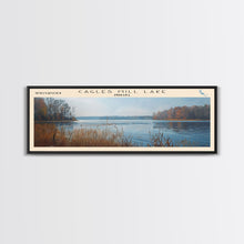 Carregar imagem no visualizador da galeria, Cagles Mill Lake Indiana Framed Canvas Print, Lake House Art, Panoramic Travel Poster, Wall Art, Modern Lake Painting, Home Decor
