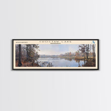 Cargar imagen en el visor de la galería, Choctaw Lake Mississippi Framed Canvas Print, Lake House Art, Panoramic Wide Wall Art, Travel Poster, Rustic Lake Painting, Home Decor
