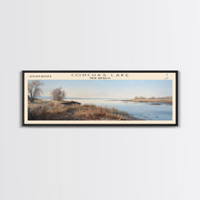 Cargar imagen en el visor de la galería, Conchas Lake New Mexico Framed Canvas Print, Lake House Art, Panoramic Wide Art, Travel Poster, Rustic Lake Painting, Home Decor
