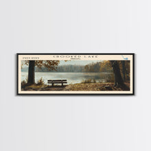 Load image into Gallery viewer, Crooked Lake Indiana Framed Canvas Print, Panoramic Lake House Decor, Wall Art, Travel Poster, Rustic Lake Painting, Nature Art
