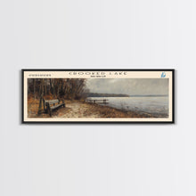 Load image into Gallery viewer, Crooked Lake Michigan Framed Canvas Print, Lake House Art, Panoramic Wall Art, Travel Poster, Minimalist Lake Painting, Home Decor

