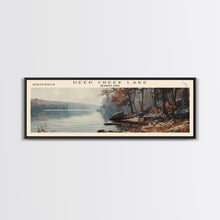 Load image into Gallery viewer, Deal Lake New Jersey Framed Canvas Print, Lake House Art, Panoramic Wall Art, Travel Poster, Rustic Lake Painting, Home Decor
