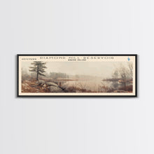 Load image into Gallery viewer, Diamond Hill Reservoir Rhode Island Framed Canvas Print, Panoramic Lake House Decor, Wall Art, Travel Poster, Rustic Lake Painting, Nature Art
