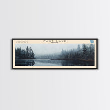 Load image into Gallery viewer, East Lake Oregon Framed Canvas Print, Panoramic Lake House Decor, Wall Art, Travel Poster, Rustic Lake Painting, Home Decor
