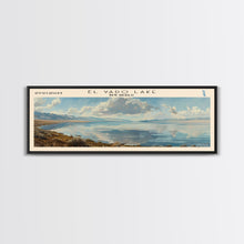 Load image into Gallery viewer, El Vado Lake New Mexico Framed Canvas Print, Lake House Art, Panoramic Travel Poster, Wall Art, Modern Lake Painting, Home Decor
