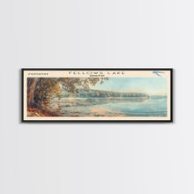Cargar imagen en el visor de la galería, Fellows Lake Missouri Framed Canvas Print, Lake House Decor, Panoramic Wall Art, Travel Poster, Rustic Lake Painting, Home Decor
