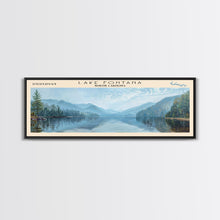 Load image into Gallery viewer, Lake Fontana North Carolina Framed Canvas Print, Lake House Decor, Panoramic Wall Art, Travel Poster, Beautiful Lake Painting, Home Art
