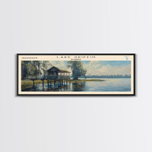 Cargar imagen en el visor de la galería, Lake Griffin Florida Framed Canvas Print, Lake House Decor, Panoramic Wall Art, Travel Poster, Beautiful Lake Painting, Nature Art

