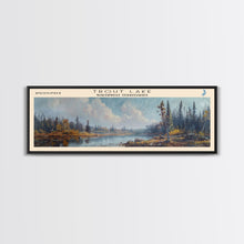 Load image into Gallery viewer, Trout Lake Canada Northwest Territories Panoramic Wall Art, Framed Canvas Print, Lake House Decor, Travel Poster, Beautiful Lake Scene, Home Decor
