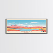 Carregar imagem no visualizador da galeria, Abiquiu Reservoir New Mexico Framed Canvas Print, Panoramic Wall Art, Midcentury Modern, Pop Art, Travel Poster, Living Room Art
