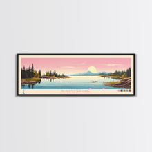 Carregar imagem no visualizador da galeria, Blackwater Lake Northwest Territories Framed Canvas Print, Panoramic Wall Art, Midcentury Modern, Pop Art, Travel Poster, Scenic Living Room Art, Lake House Decor

