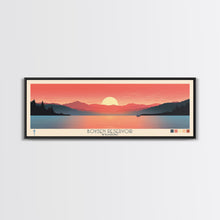 Load image into Gallery viewer, Boysen Reservoir Wyoming Framed Canvas Print, Panoramic Travel Poster, Midcentury Modern Wall Art, Pop Art, Nature Bedroom Decor, Scenic Lake House Art
