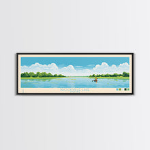 Carregar imagem no visualizador da galeria, Brookville Lake Indiana Framed Canvas Print, Midcentury Modern Panoramic Wall Art, Living Room Decor, Pop Art, Travel Poster Art, Nature Painting
