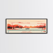 Carregar imagem no visualizador da galeria, Buffalo Lake Northwest Territories Framed Canvas Print, Pop Art Panoramic Travel Poster, Midcentury Modern, Wall Art, Scenic Nature Painting, Bedroom Decor
