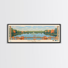 Carregar imagem no visualizador da galeria, Cagles Mill Lake Indiana Framed Canvas Print, Midcentury Modern Panoramic Wall Art, Living Room Decor, Pop Art, Travel Poster Art, Scenic Nature Painting
