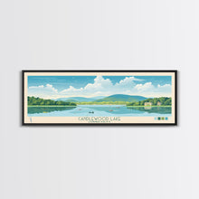 Carregar imagem no visualizador da galeria, Candlewood Lake Connecticut Framed Canvas Print, Pop Art Panoramic Travel Poster, Midcentury Modern, Wall Art, Scenic Nature Painting, Bedroom Decor
