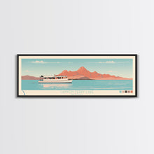 Carregar imagem no visualizador da galeria, Canyon Ferry Lake Montana Framed Canvas Print, Pop Art Panoramic Travel Poster, Bedroom Decor, Midcentury Modern, Wall Art, Scenic Lake House, Nature Art
