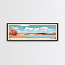 Cargar imagen en el visor de la galería, Cheney Reservoir Kansas Framed Canvas Print, Midcentury Modern Panoramic Wall Art, Living Room Decor, Pop Art, Travel Poster Art, Scenic Nature Painting, Lake House Decor
