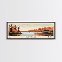 Cargar imagen en el visor de la galería, Clopper Lake Maryland Framed Canvas Print, Pop Art Panoramic Travel Poster, Midcentury Modern, Wall Art, Scenic Nature Painting, Bedroom Decor, Living Room Art
