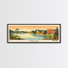 Load image into Gallery viewer, Crystal Lake Connecticut Framed Canvas Print, Pop Art Panoramic Travel Poster, Midcentury Modern, Wall Art, Scenic Nature Painting, Bedroom Decor, Living Room Art
