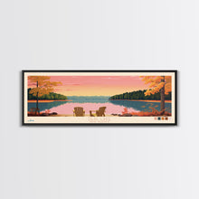 Load image into Gallery viewer, Deal Lake New Jersey Framed Canvas Print, Midcentury Modern Panoramic Wall Art, Living Room Decor, Pop Art, Travel Poster Art, Scenic Nature Painting
