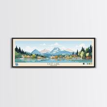 Load image into Gallery viewer, East Lake Oregon Framed Canvas Print, Panoramic Landscape Art, Midcentury Modern, Pop Art, Living Room Wall Art, Travel Poster, Beautiful Nature Art
