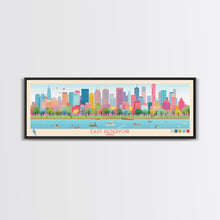 Load image into Gallery viewer, East Reservoir Ohio Framed Canvas Print, Panoramic Art, Midcentury Modern, Pop Art, Bedroom Wall Decor, Travel Poster, Lake View Art
