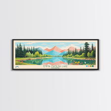 Load image into Gallery viewer, Emma Matilda Lake Wyoming Framed Canvas Print, Panoramic Wall Art, Midcentury Modern, Pop Art, Bedroom Decor, Travel Poster, Nature Painting
