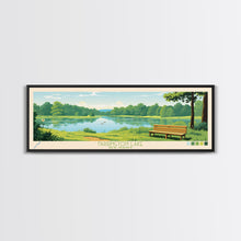 Carregar imagem no visualizador da galeria, Farrington Lake New Jersey Framed Canvas Print, Panoramic Art, Midcentury Modern, Pop Art, Living Room Wall Art, Travel Poster, Nature Art, Home Decor
