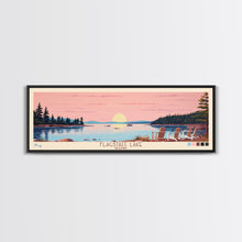 Cargar imagen en el visor de la galería, Flagstaff Lake Maine Framed Canvas Print, Panoramic Wall Art, Midcentury Modern, Pop Art, Bedroom Decor, Travel Poster, Artistic Decor, Lake View
