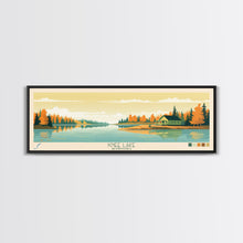 Load image into Gallery viewer, Knee Lake Manitoba Framed Canvas Print, Panoramic Wall Art, Midcentury Modern, Pop Art, Bedroom Art, Travel Poster, Lake House Art

