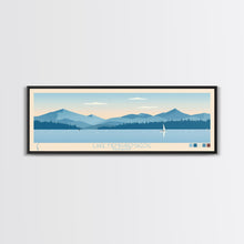 Load image into Gallery viewer, Lake Memphremagog Vermont Framed Canvas Print, Panoramic Wall Art, Midcentury Modern, Pop Art, Bedroom Art, Travel Poster, Lake House Decor
