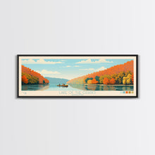 Load image into Gallery viewer, Lake of the Ozarks Missouri Framed Canvas Print, Panoramic Wall Art, Midcentury Modern, Pop Art, Bedroom Art, Travel Poster, Lake House Decor
