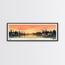 Load image into Gallery viewer, Sylvan Lake, South Dakota Framed Canvas Print, Lake House Art, Midcentury Modern Decor, Pop Art, Travel Poster, Living Room Wall Art
