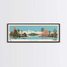 Load image into Gallery viewer, Trophy Lakes, South Carolina Framed Canvas Print, Lake House Decor, Midcentury Modern Art, Pop Art, Travel Poster, Living Room Wall Art

