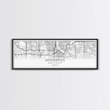 Load image into Gallery viewer, Panoramic Minneapolis City Map, Minnesota Art, Map Print, Minimalist Wall Art, Canvas Art, Housewarming Gift, Street Map Art, Closing Gift
